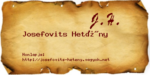 Josefovits Hetény névjegykártya
